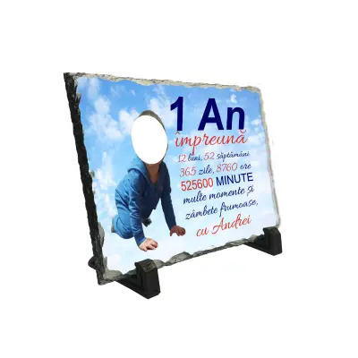 1 an impreuna, piatra ardezie personalizata, cu mesaj model, pap007